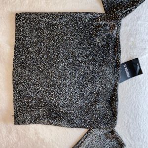 Sparkly Knit Top Off Shoulders